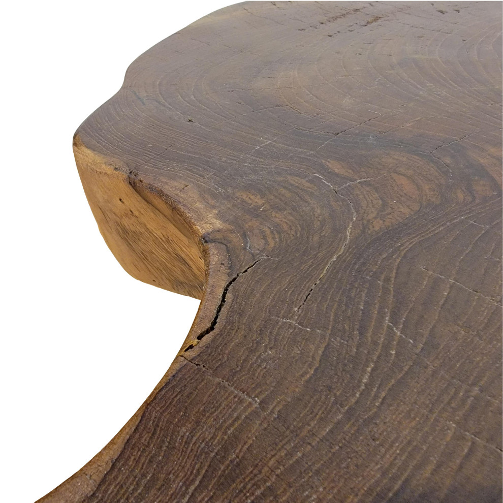 Live Edge Large Wood Accent Table 25 in Free Form Teak Root Natural Tree Trunk   Rustic   Side Tables And End Tables   by My Swanky Home  Houzz