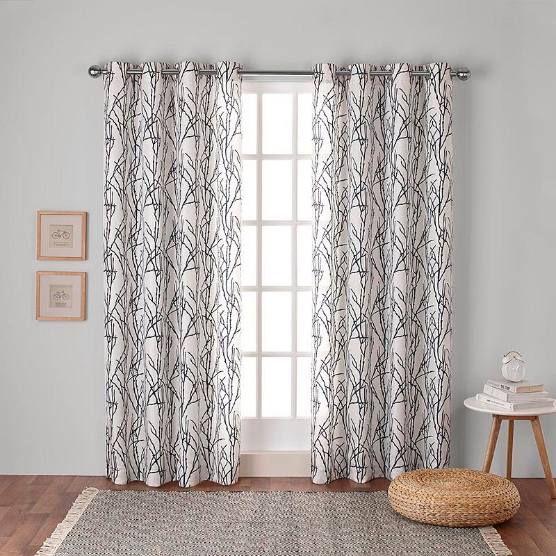 Exclusive Home 2-pack Branches Linen Blend Window Curtains