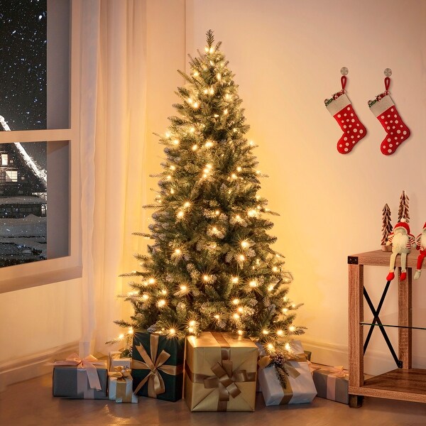 Alberta White Tip Christmas Tree with Lights，Prelit Christmas Tree，Pine Fir with Led Lights，White Painted Tips