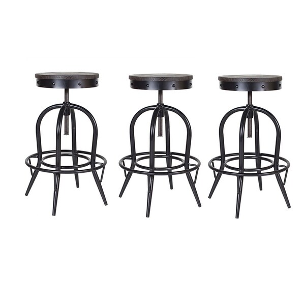 Black Adjustable Stool (Set of 3) - 23.5