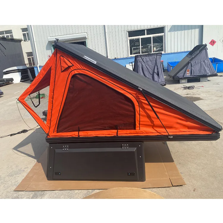 Camping Tent Aluminum Rooftop Car Triangle Clamshell Hard Shell Roof Top Tent For Outdoor Hiking Top Roof Car Tent