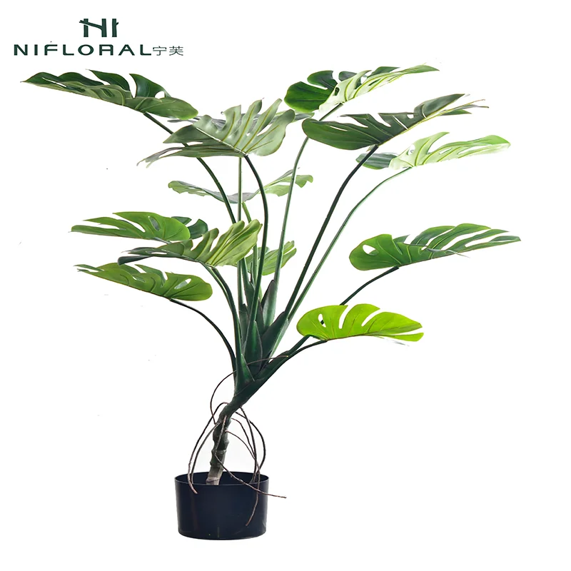 Nifloral New Arrival Artificial  Plant Palm Tree Leaf With Pot Faux Trees Artificial Potted For Home Garden Indoor