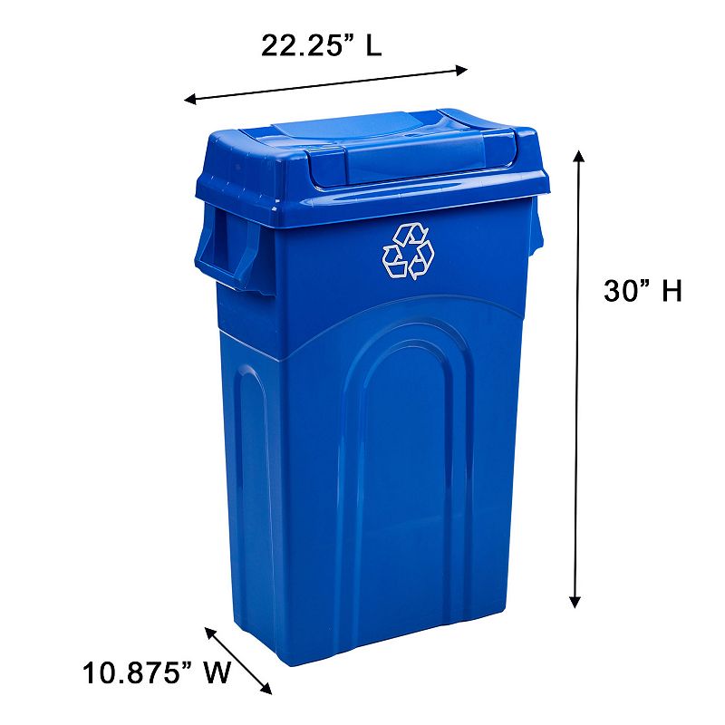 United Solutions 23 Gallon Highboy Kitchen Recycling Bin with Swing Lid， Blue