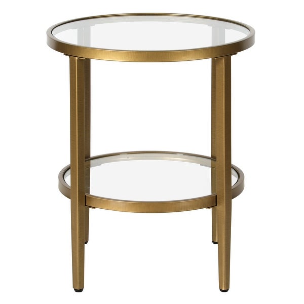 Hera 19.63'' Wide Round Side Table with Clear Glass Shelf