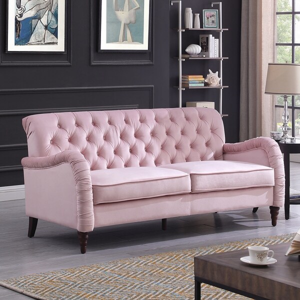 3 Seater Sofa Modern Velvet Upholstered Sofa， Lounge Couch for Living Room