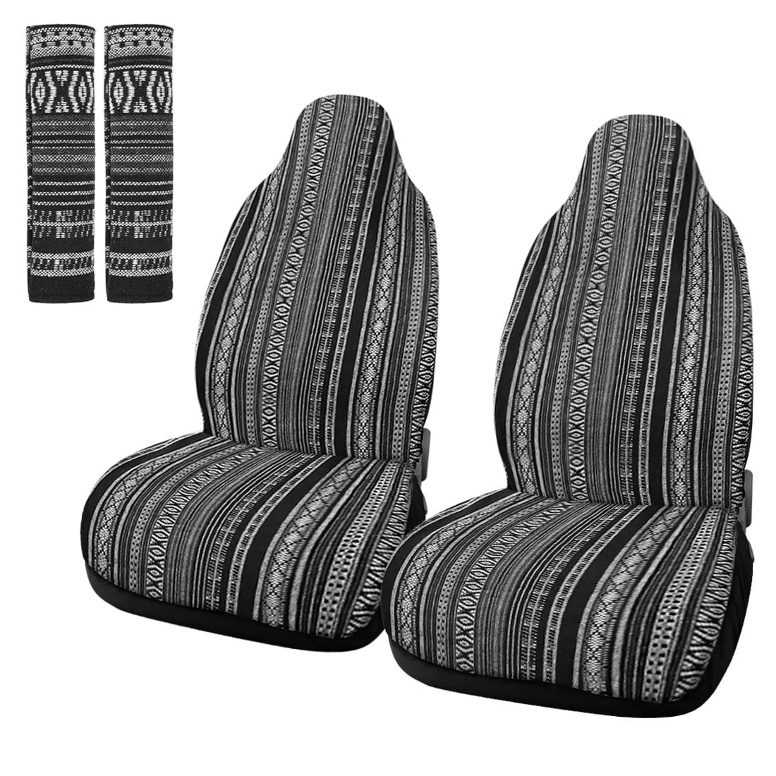 Front Seat Cover Saddle Blanket Seat-Belt Pad Protectors Universal for Car 2pcs