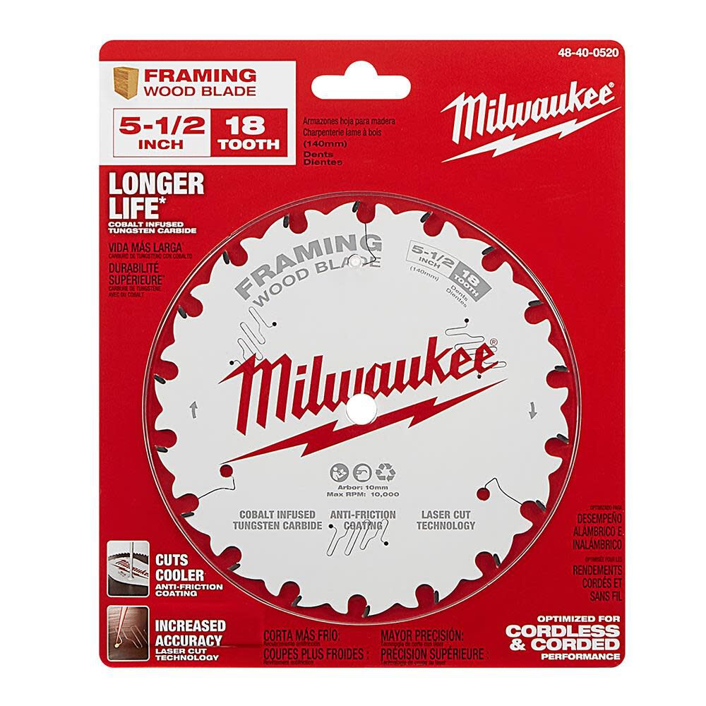 Milwaukee 5-1/2 in. 18T Framing Circular Saw Blade 48-40-0520 from Milwaukee