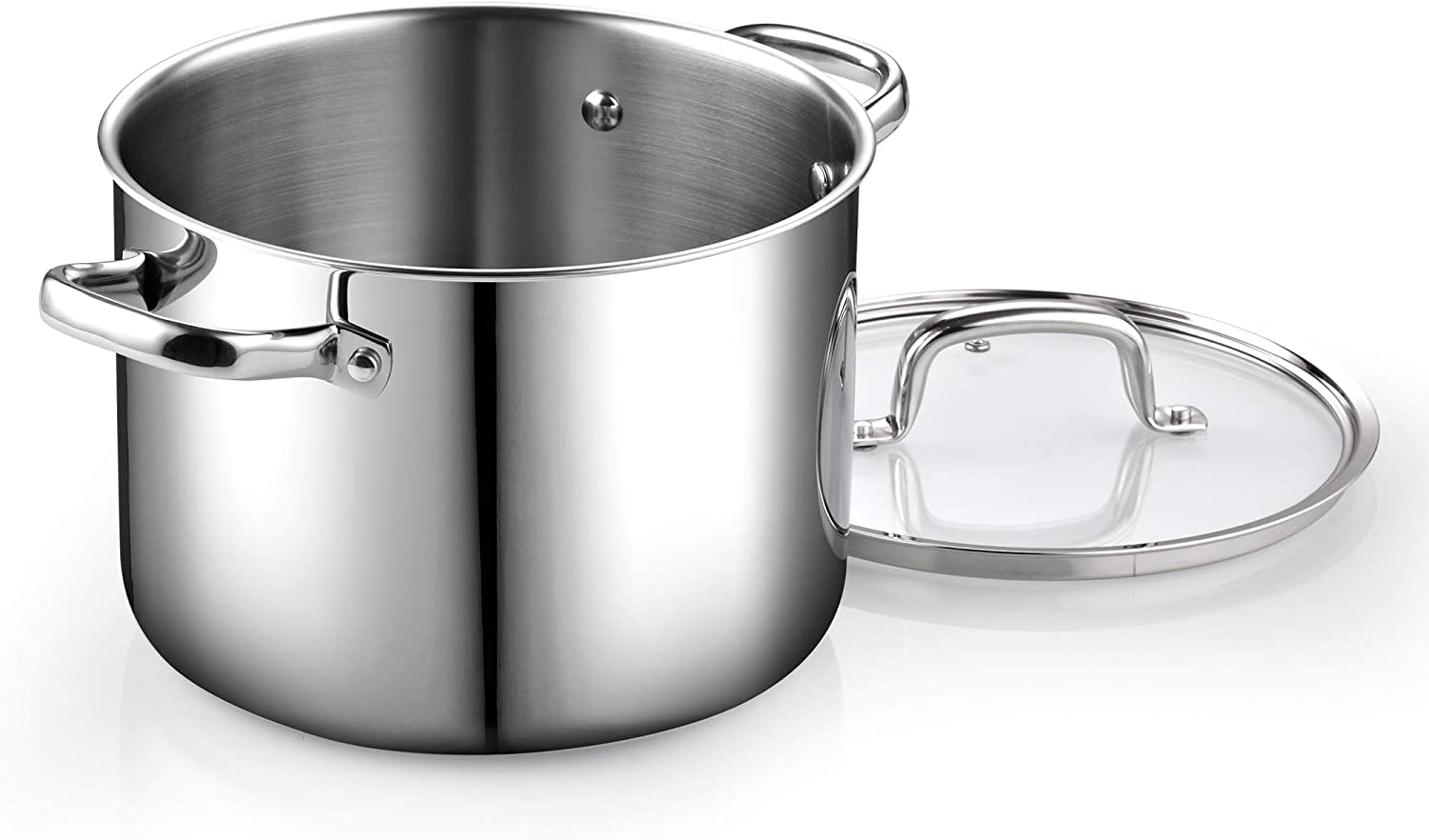 Cook N Home 02681 Tri-Ply Clad Stainless Steel Stockpot with Lid， 8 Quart， silver