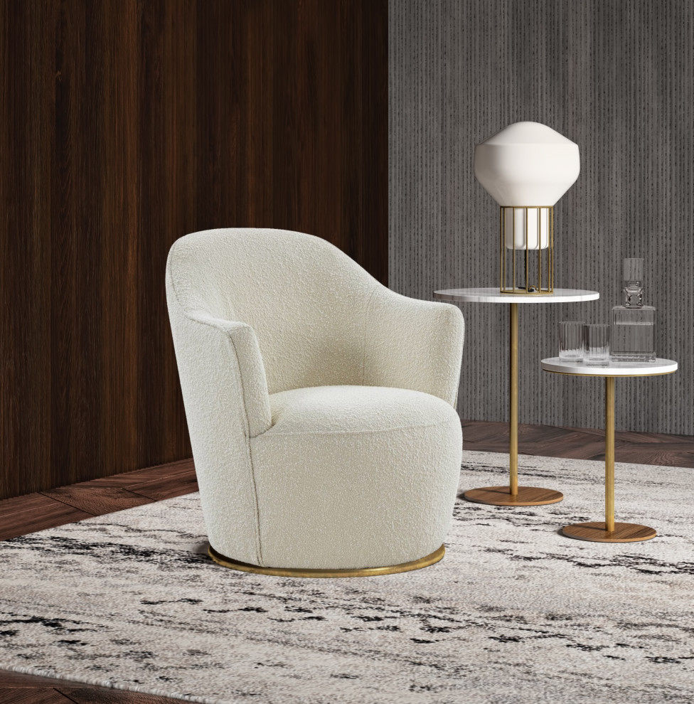 Modrest Vera Modern Sherpa Swivel Accent Chair   Contemporary   Armchairs And Accent Chairs   by Vig Furniture Inc.  Houzz