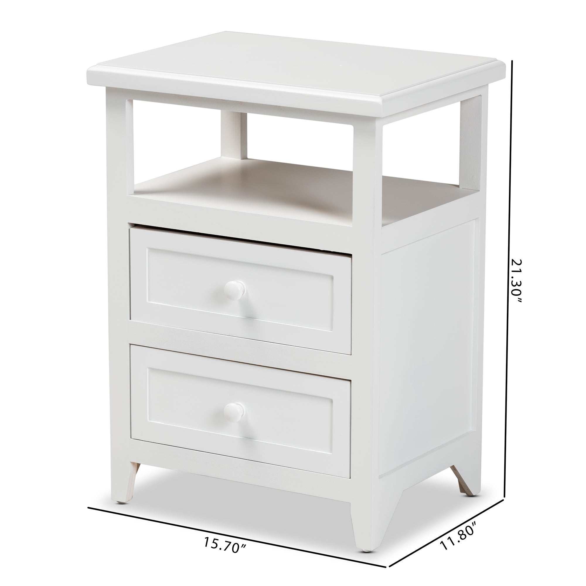 Baxton Studio Karsen Modern and Contemporary White Finished Wood 2-Drawer Nightstand