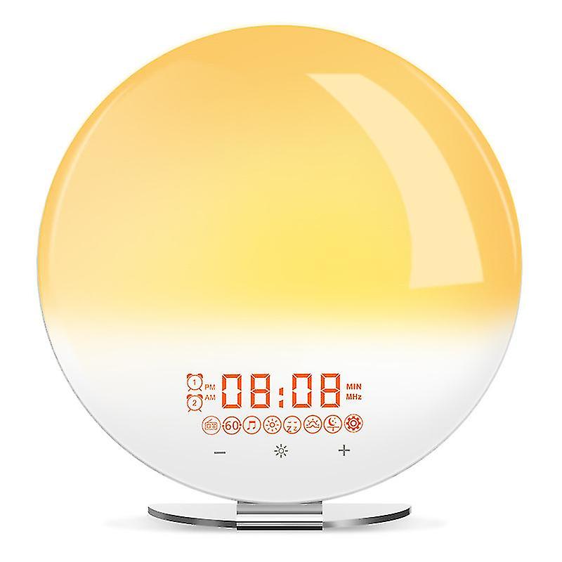 Sunrise Alarm Clock， Wake Up Light /sunlight Lamp With Dual Alarm Clocks and Snooze Function 20 Brightness Levels And 7 Colors Light Alarm Clock， Sunris