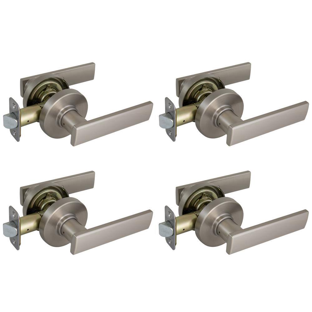 Defiant Westwood Satin Nickel Hall and Closet Door Lever with Round Rose (4-Pack) LP1X203CD4