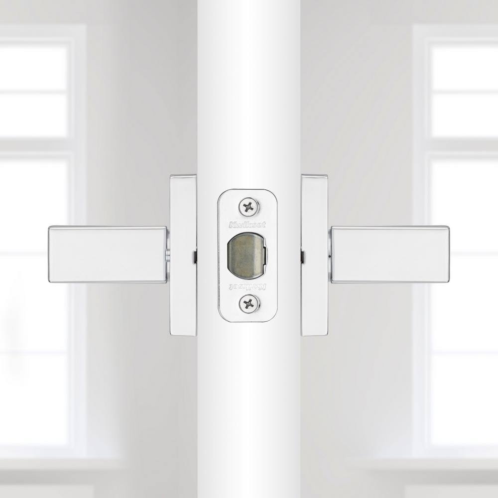 Kwikset Singapore Square Polished Chrome BedBath Door Handle with Lock 730SAL26SQ6ALRC