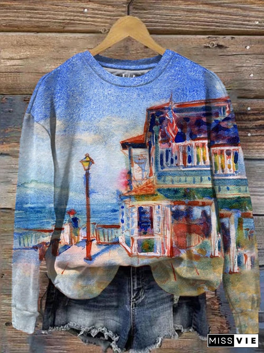 Women's Lahaina, Hawaii, Cheeseburger in Paradise Print Crewneck Sweatshirt