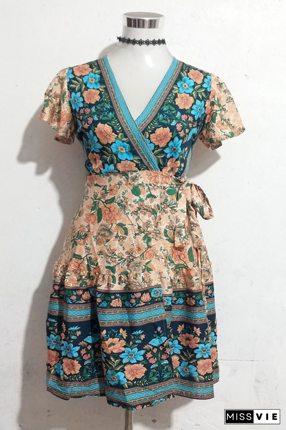 Floral Print Bohemia Beach Short Dress