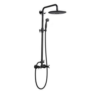 Tahanbath 3-Spray Luxury Bathroom Shower Set Shower Head 2.5 GPM Wall Mounted Ceramic Style Shower System in Matte Black X-W1219-W1219106070