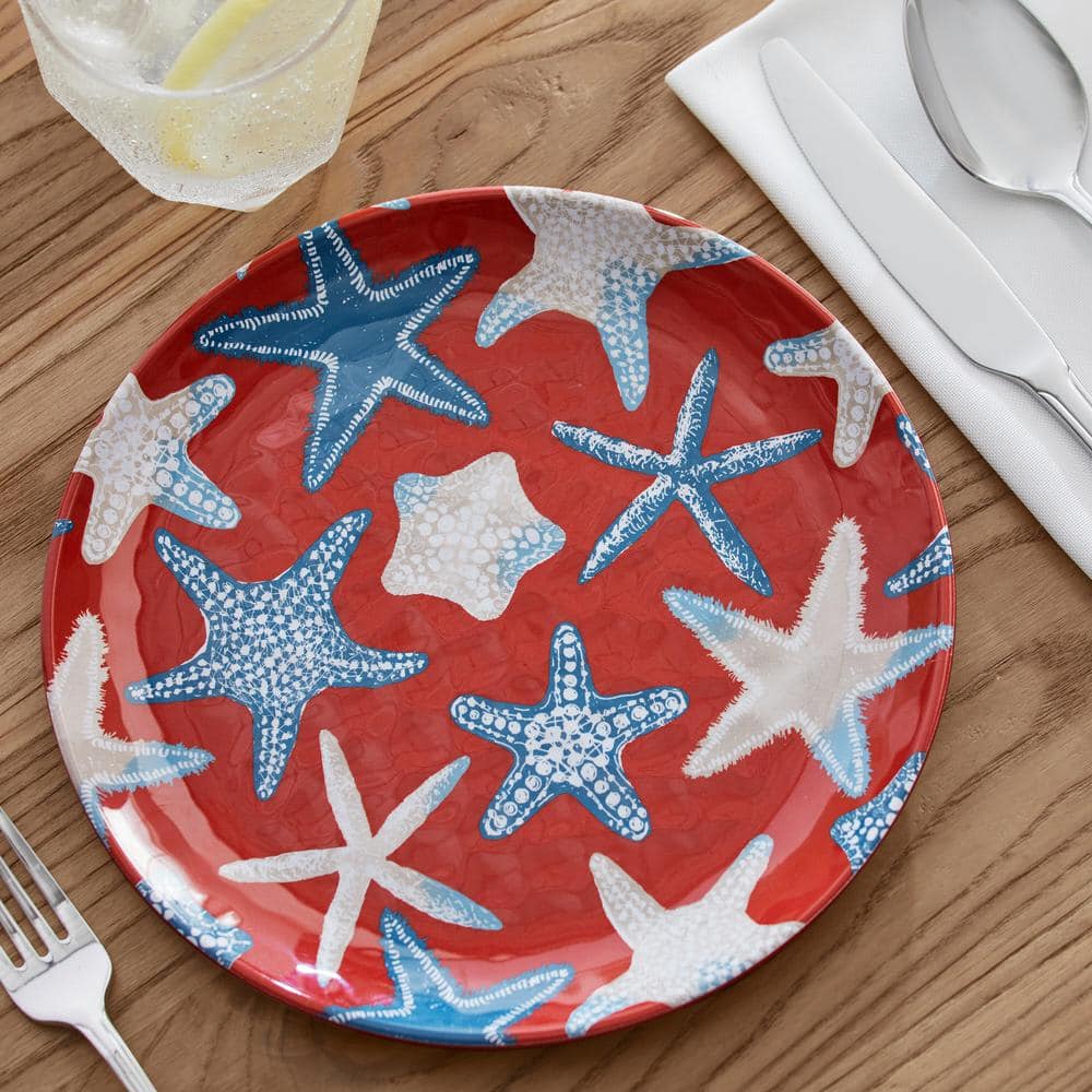 StyleWell Taryn Melamine Accent Plates in Chili Red Starfish (Set of 6) NN0479STA