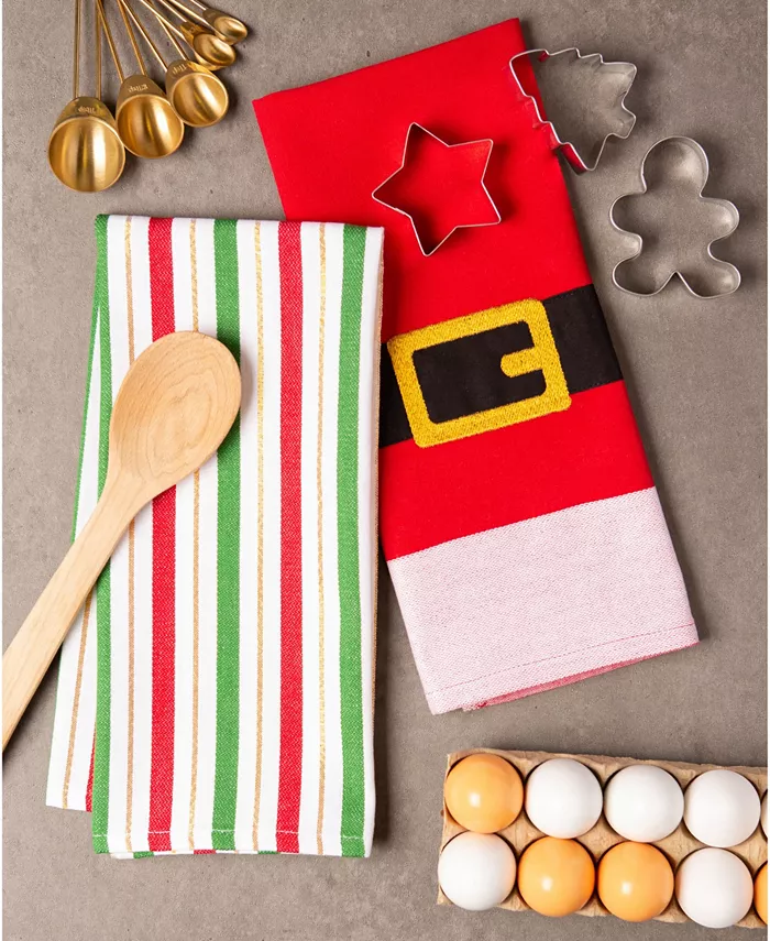 Design Imports Assorted Santa Belt Dishtowel Set