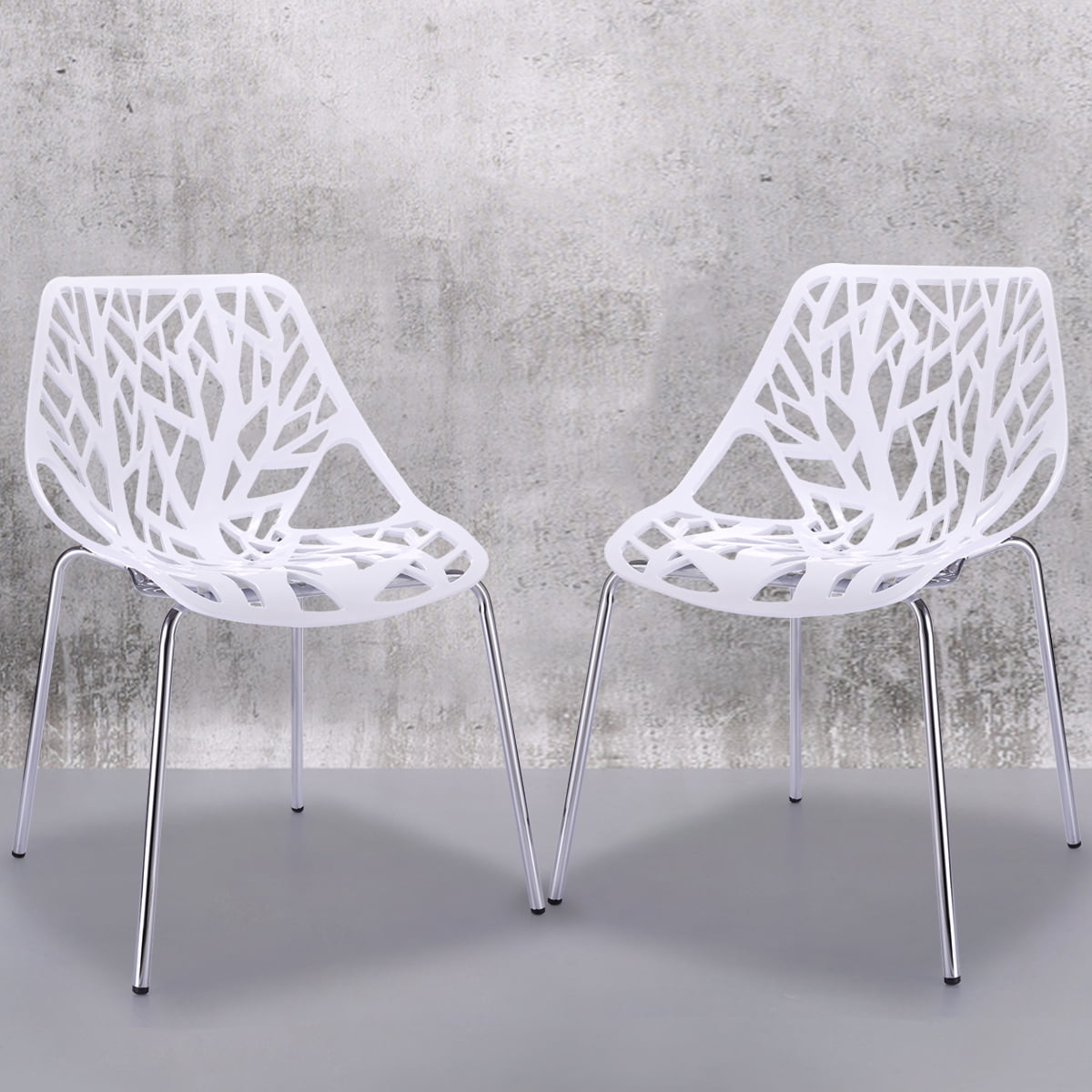 Jaxpety Set of 4 Modern Dining Chair Stackable Birds Nest Accent Armless Side Chairs White