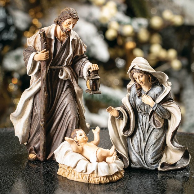 Sullivans Set Of 3 Holy Family Nativity Figurines 6 25 quot h 4 5 quot h amp 2 quot h Gray