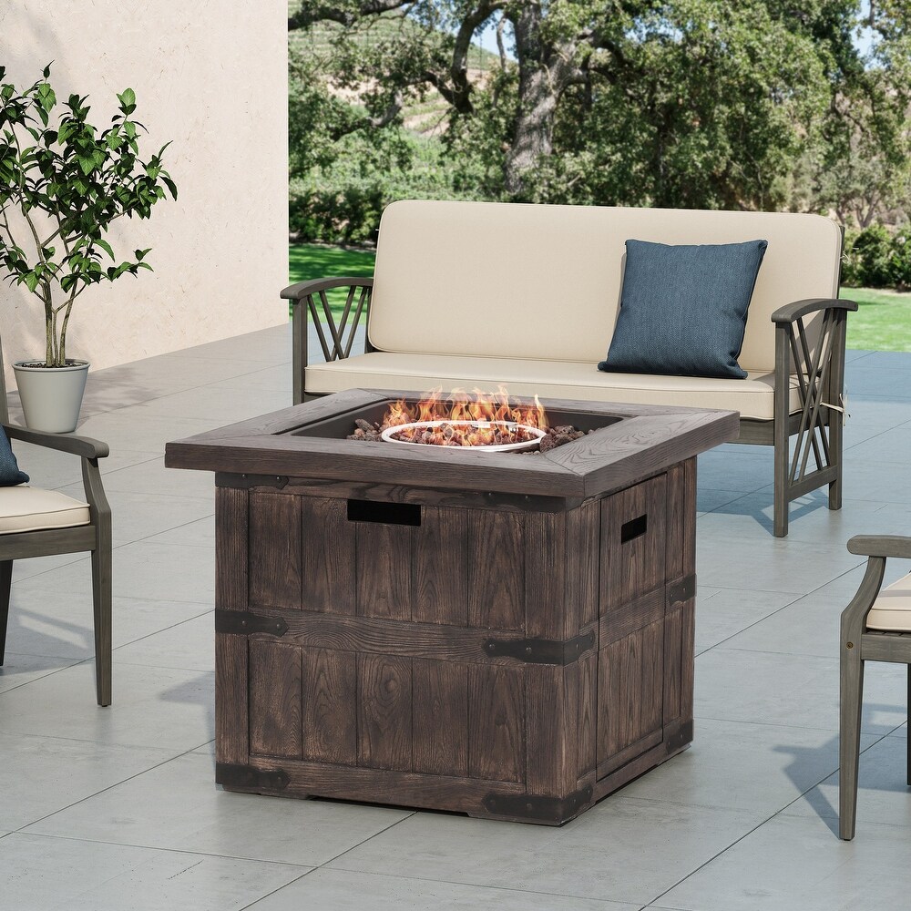 Finethy Outdoor Lightweight Concrete Outdoor 40 000 BTU Square Fire Pit by Christopher Knight Home