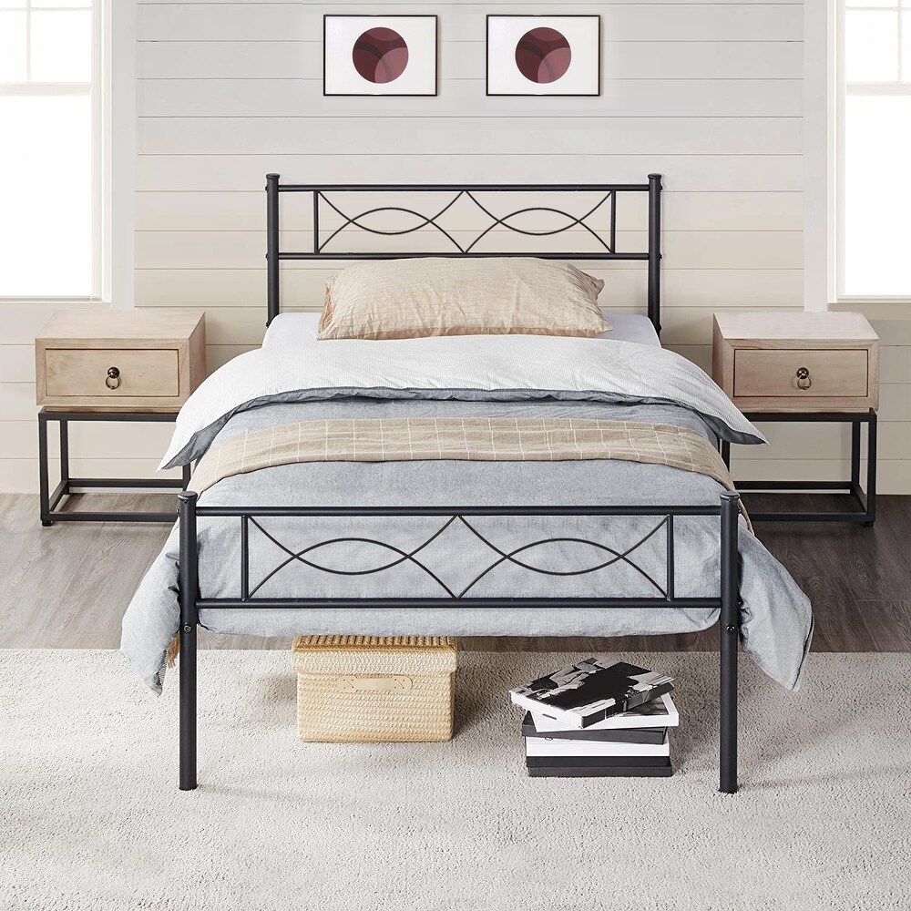 Twin XL Bed Frame w/ Headboard   Steel Slat Support  Noise Free Beds