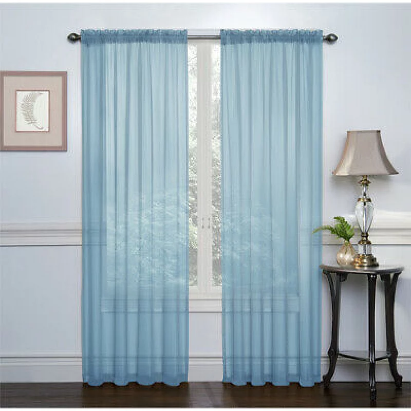 Goodgram Home 2 Pack Ultra Luxurious Semi Sheer Voile Curtains - Baby Blue