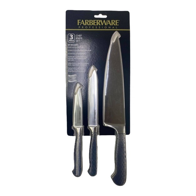 Farberware 3pc Chef Knife Set Blue silver