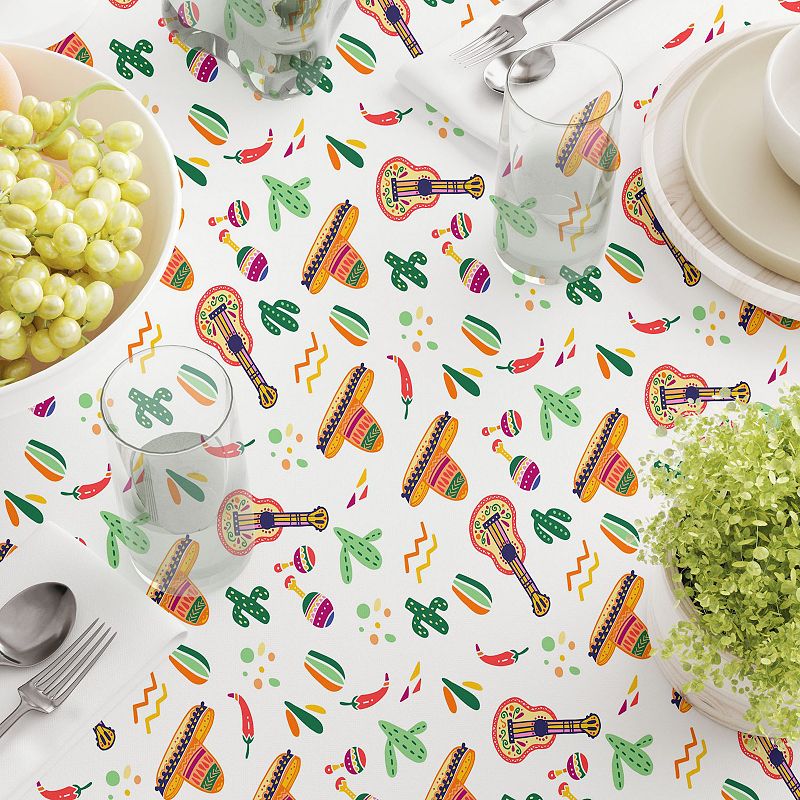 Square Tablecloth， 100% Cotton， 60x60， Cinco De Mayo Celebration