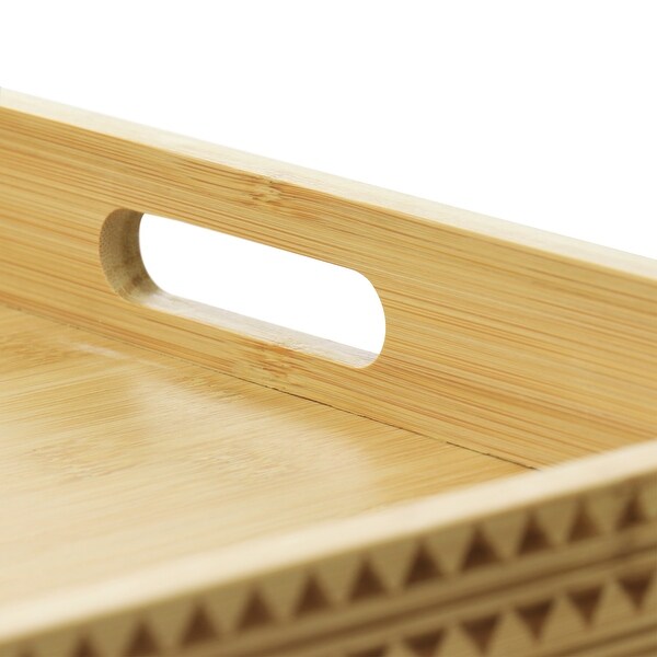 15 Inch Wood Serving Tray with Built-in Handles