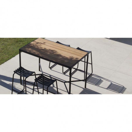 Table haute jardin， table bar 4 personnes aluminium noir - HOUE Four