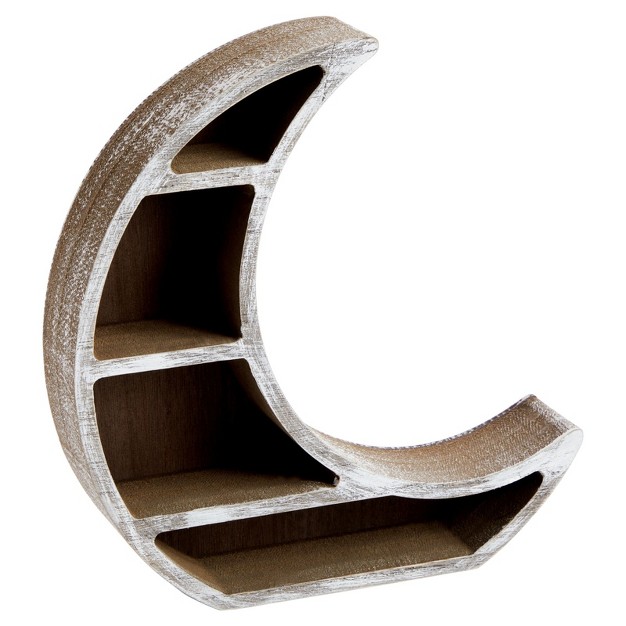 Farmlyn Creek Wooden Crescent Moon Shelf For Oils Crystals Healing Stones 10 X 10 2 X 2 In