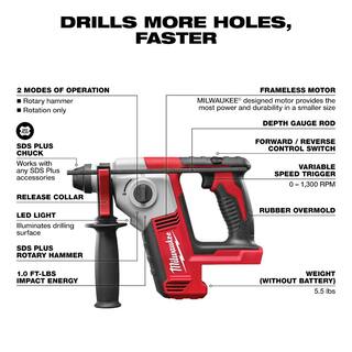 MW M18 18V Lithium-Ion Cordless 58 in. SDS-Plus Rotary Hammer (Tool-Only) 2612-20