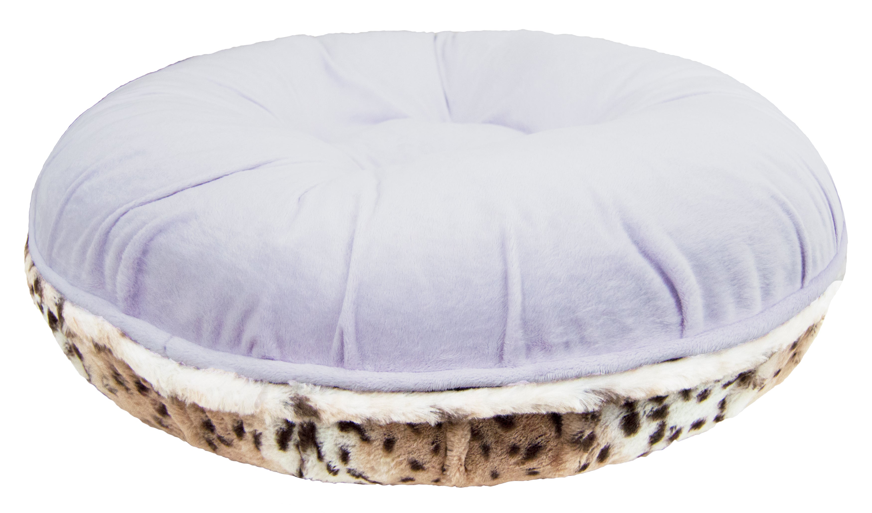 Bessie and Barnie Signature Lilac / Aspen Snow Leopard Luxury Extra Plush Faux Fur Bagel Pet/Dog Bed