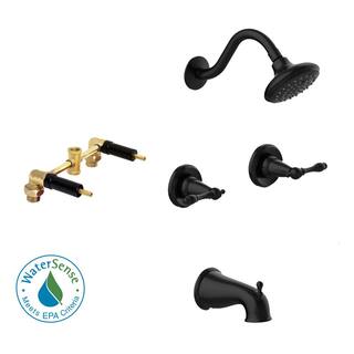 Design House Oakmont 2-Handle 1-Spray Tub and Shower Faucet in Matte Black (Valve Included) 595686