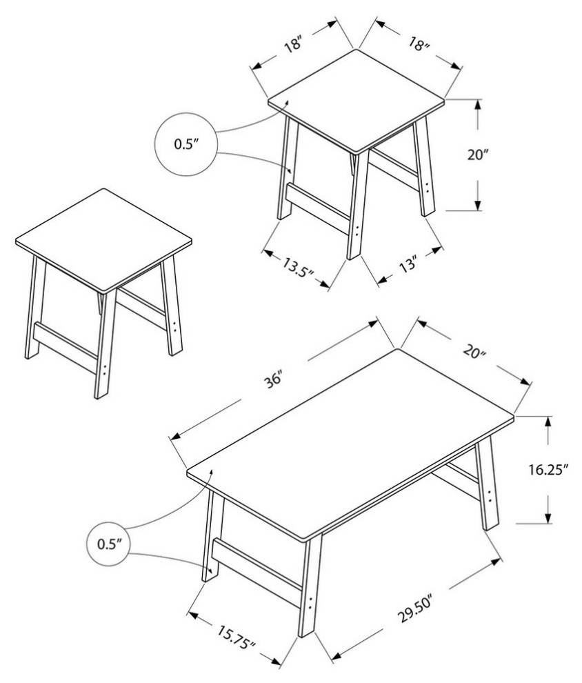 3 Piece Table Set   Contemporary   Coffee Table Sets   by Monarch Specialties  Houzz