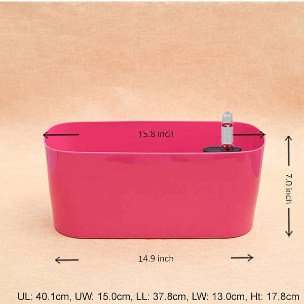 15.8 inch (40 cm) Florida Self Watering Oval Plastic Planter (Dark Pink)