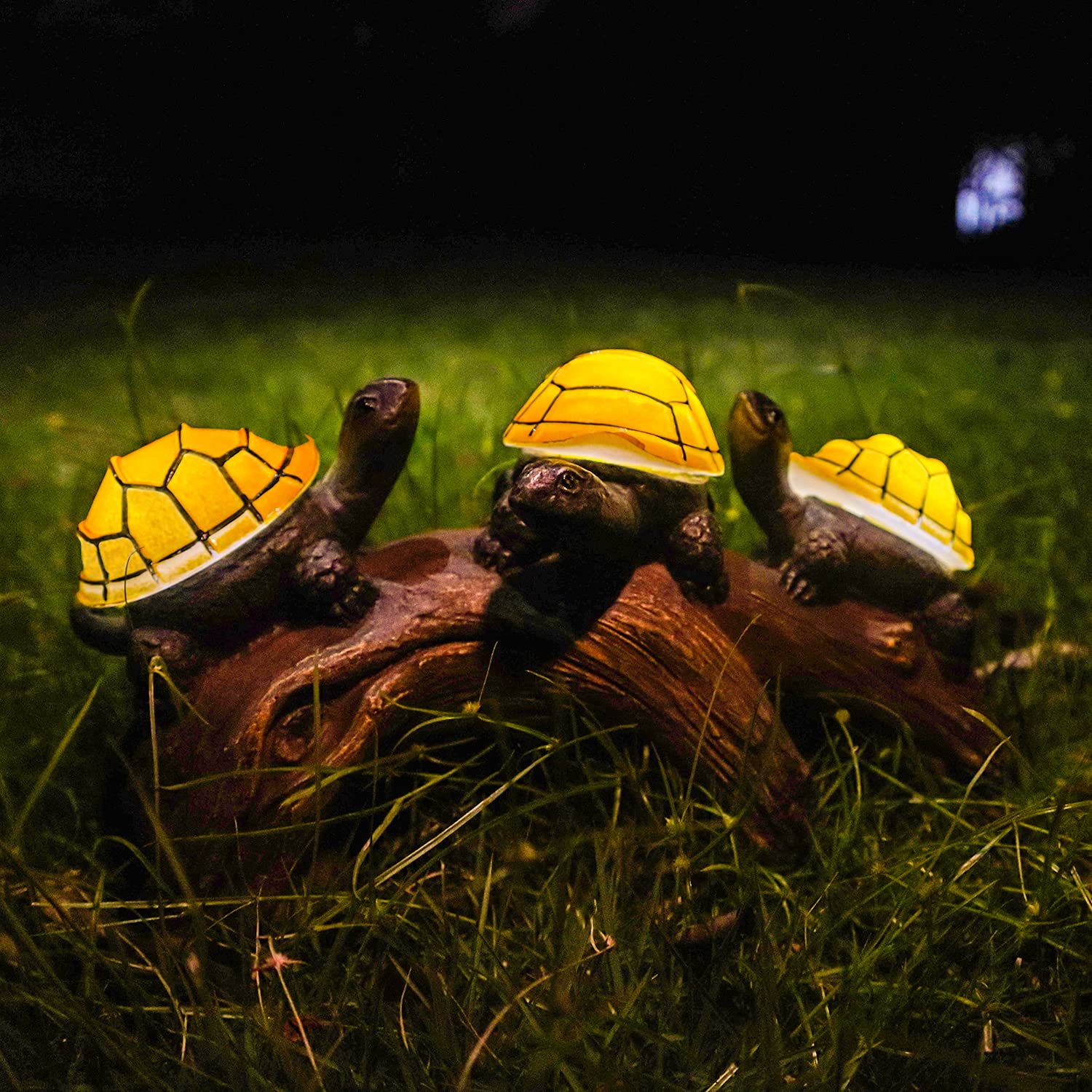 Solar Garden Turtle Statues Light, Outdoor Solar Turtles Decor with 3 Warm LED Lights, Waterproof Figurine Animal Light for Lawn Patio Backyard