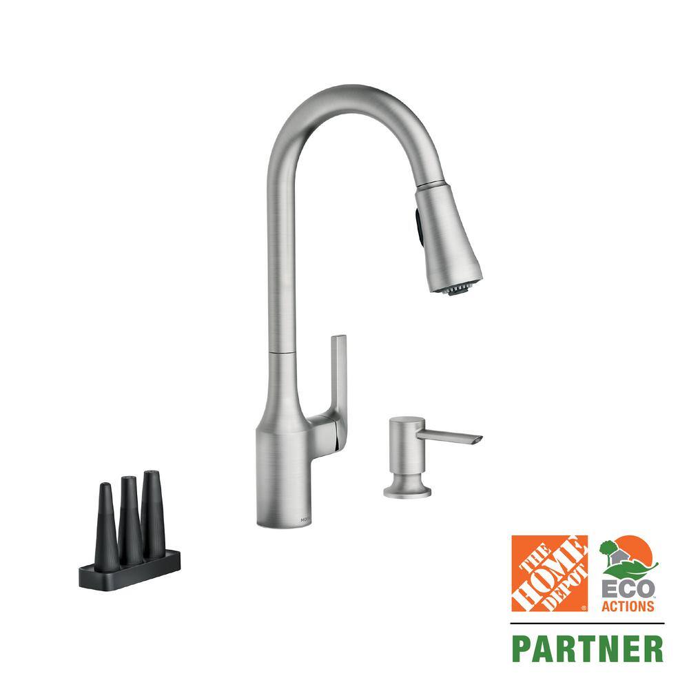 MOEN Milton Single-Handle Pull-Down Sprayer Kitchen Faucet with Reflex and Power Clean Attachments in Spot Resist Stainless 87114SRS