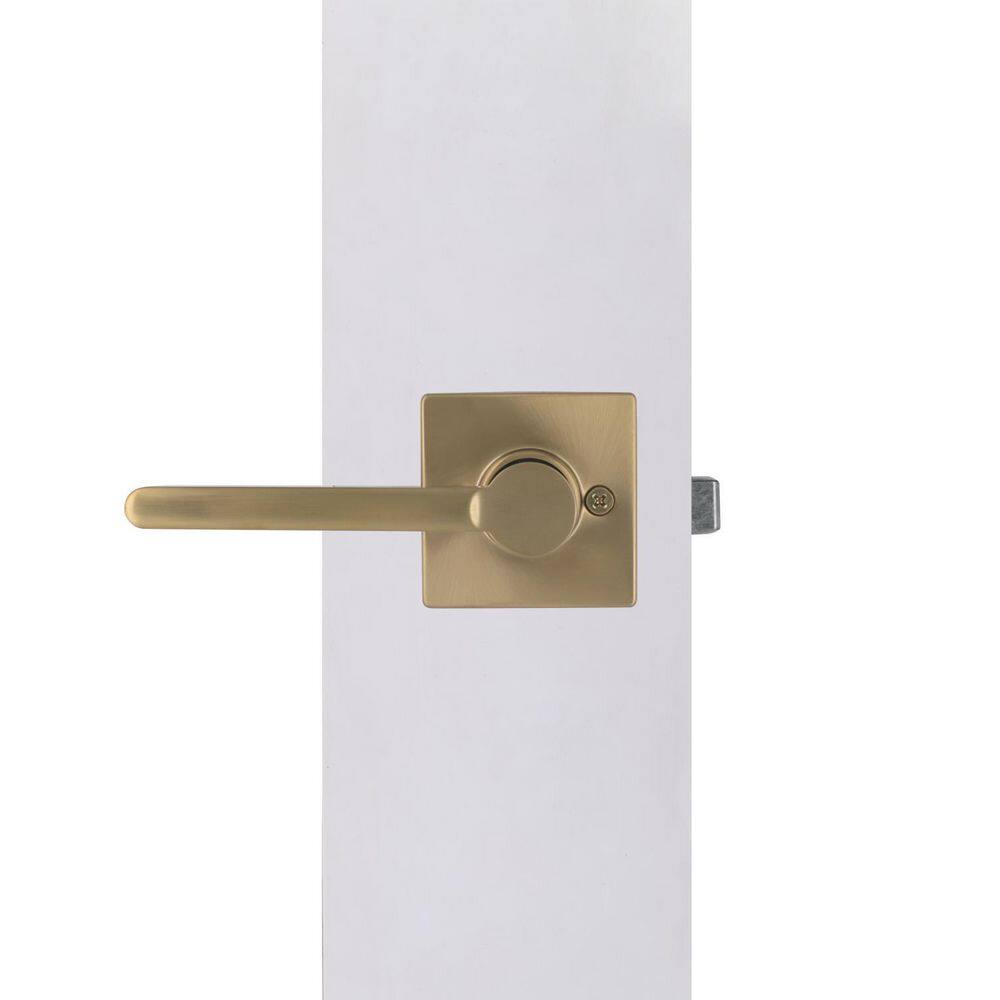 Defiant Tonebridge Satin Brass HallCloset Door Lever with Square Rose 32LS3XM03A