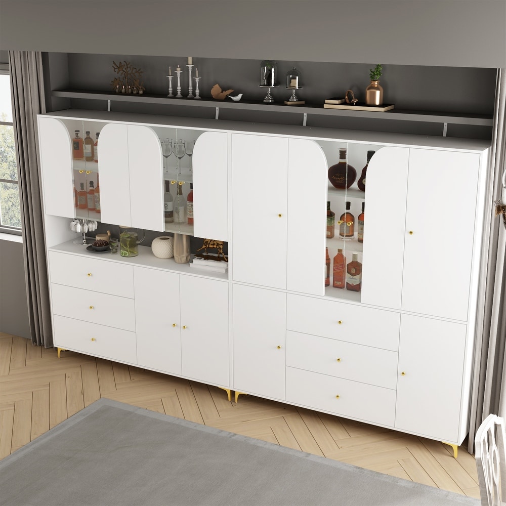 White/Gold Modular Cabinet Customizable Kitchen Living Space Buffet