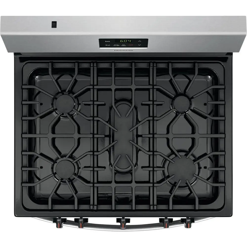 Frigidaire 30 in. 5 Burner Freestanding Gas Range in Stainless Steel FCRG3052AS