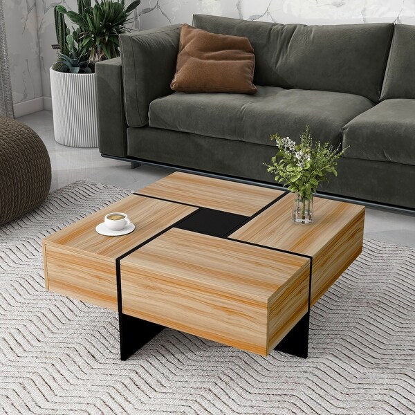 31.5 in. Square Cocktail Coffee Table Extendable Sliding Tabletop