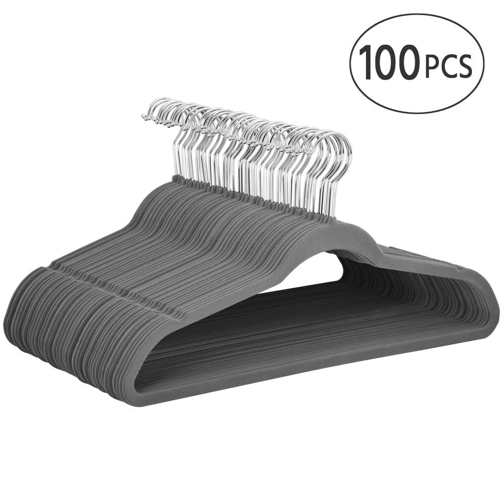 Smilemart Non-Slip Velvet Hangers, 100 Pieces, Gray