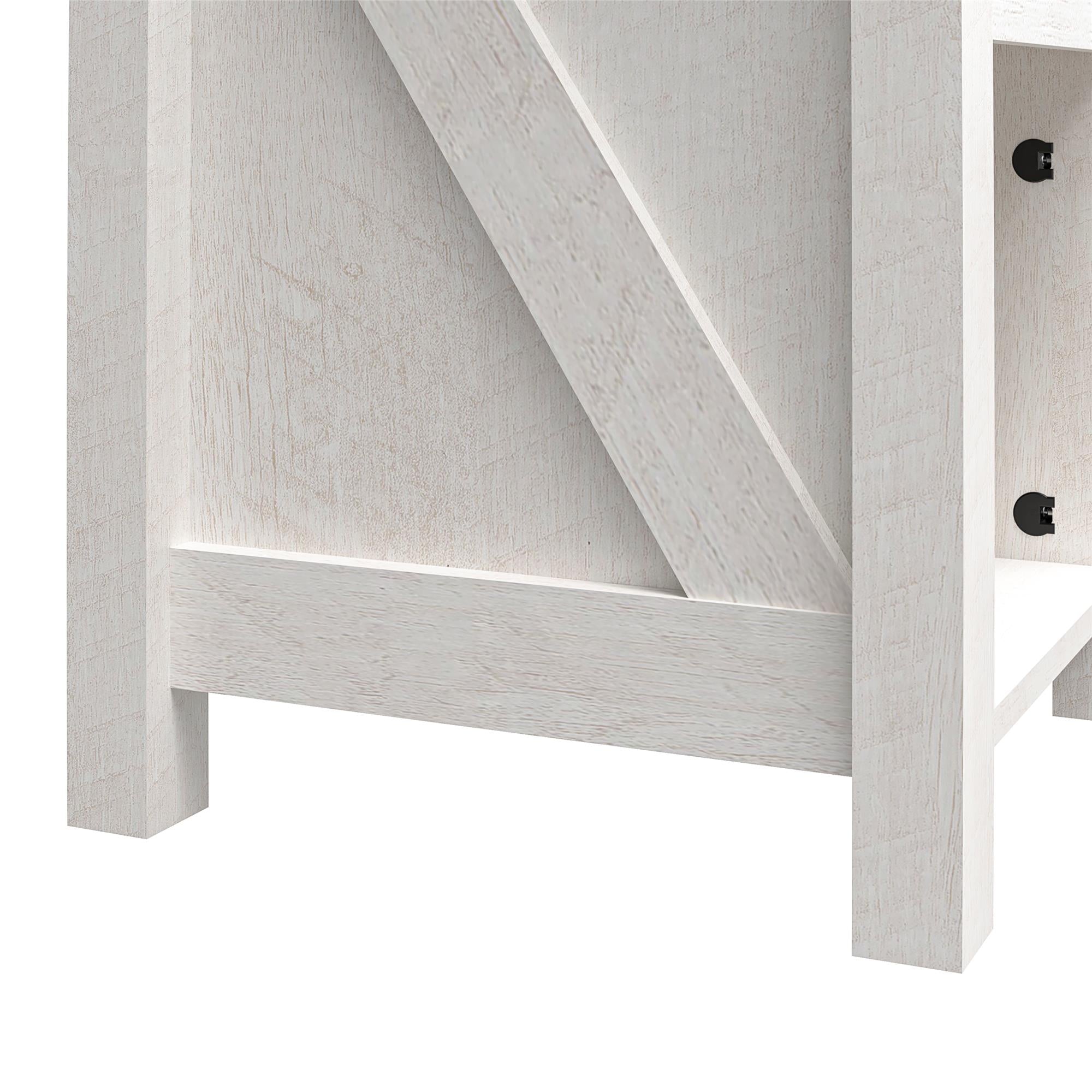 Woven Paths Scandi Farmhouse Nightstand, Ivory Oak