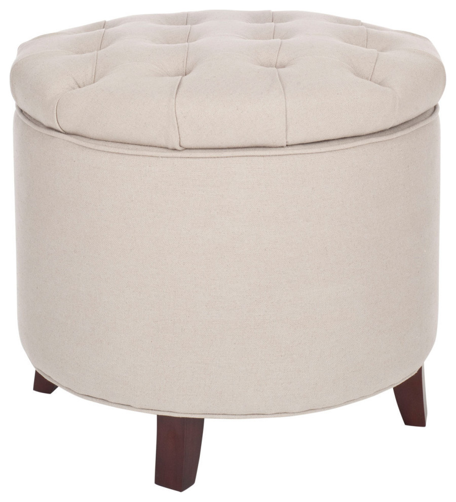 Emma Tufted Storage Ottoman  Taupe/Cherry Mahogany   Transitional   Footstools And Ottomans   by Rustic Home Furniture Deco  Houzz