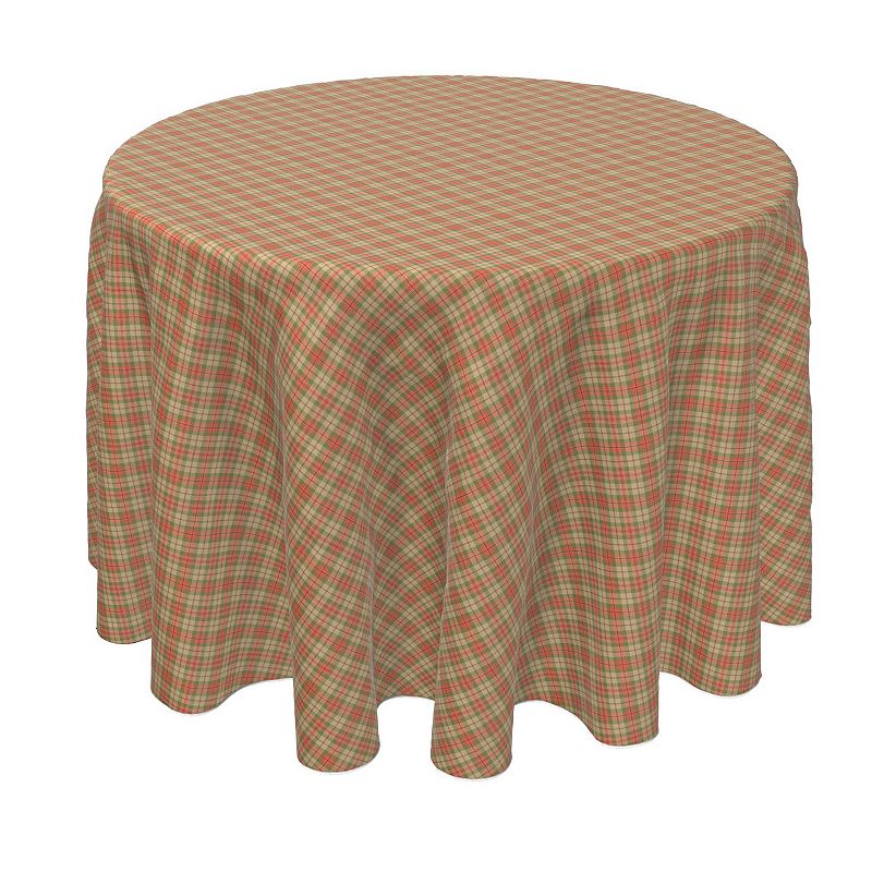 Round Tablecloth， 100% Polyester， 60 Round， Thanksgiving Retro Tartan Plaid