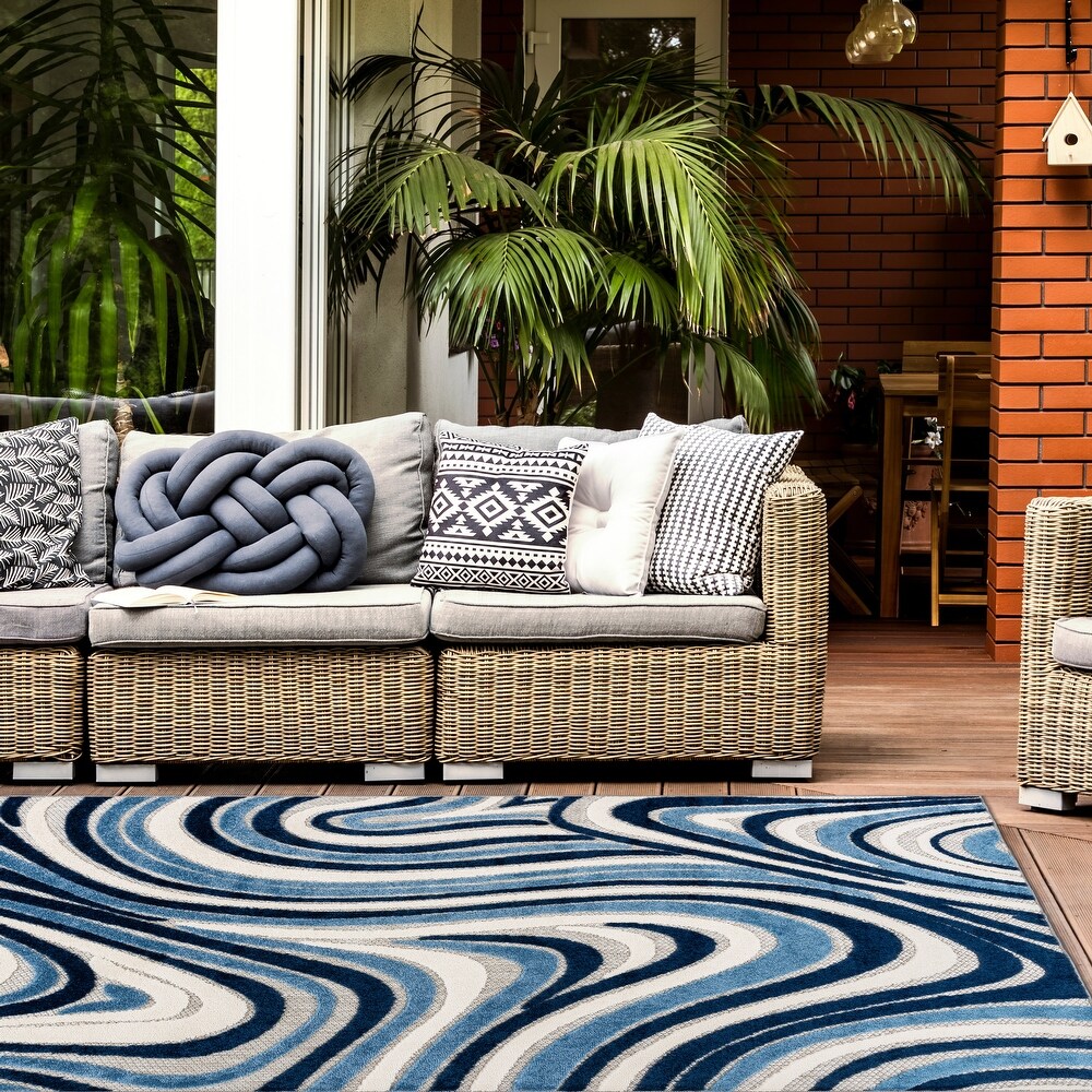 World Rug Gallery Modern Waves Indoor/Outdoor Area Rug