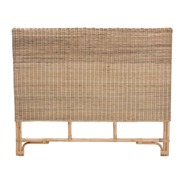 Cantara Modern Bohemian Natural Rattan Queen Size Standalone Headboard - - 36118439