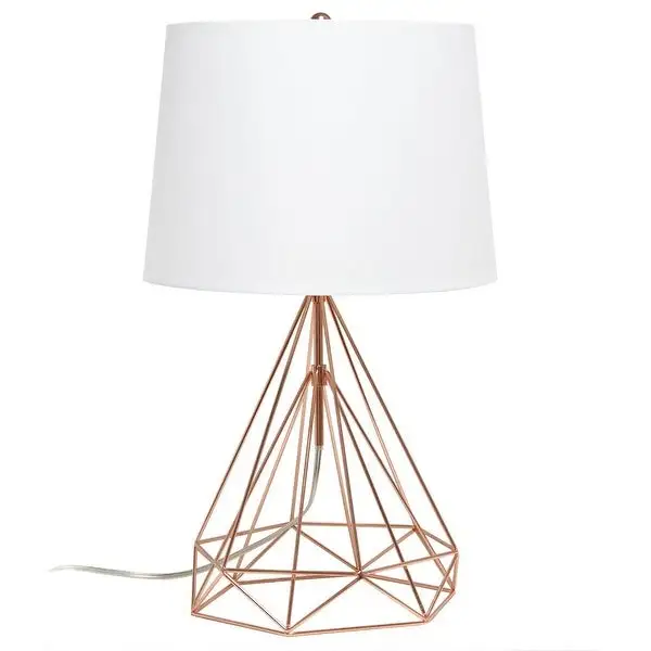 Lalia Home Geometric Wired Table Lamp with Fabric Shade - N/A